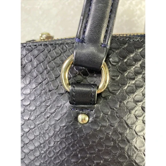 Coach 36879 Stamped Snakeskin Stanton Carryall Navy Leather Handbag - Picture 15 of 17